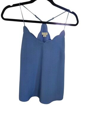 J by J Crew Blue Scallop Trim Cami Tank Top Size 0 Adjustable Straps